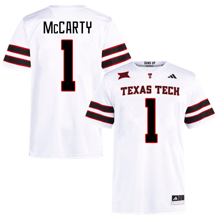 #1 A.J. McCarty Texas Tech Red Raiders Jerseys College Football Uniforms Stitched-White #1 A.J. McCarty Texas Tech Red Raiders Jerseys College Football Uniforms Stitched-White